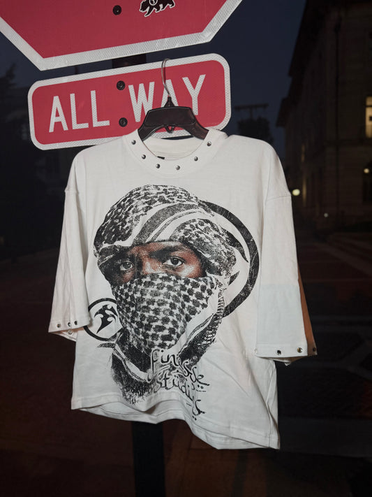 White Rhinestones “Finesse Studios” Çropped Shirts